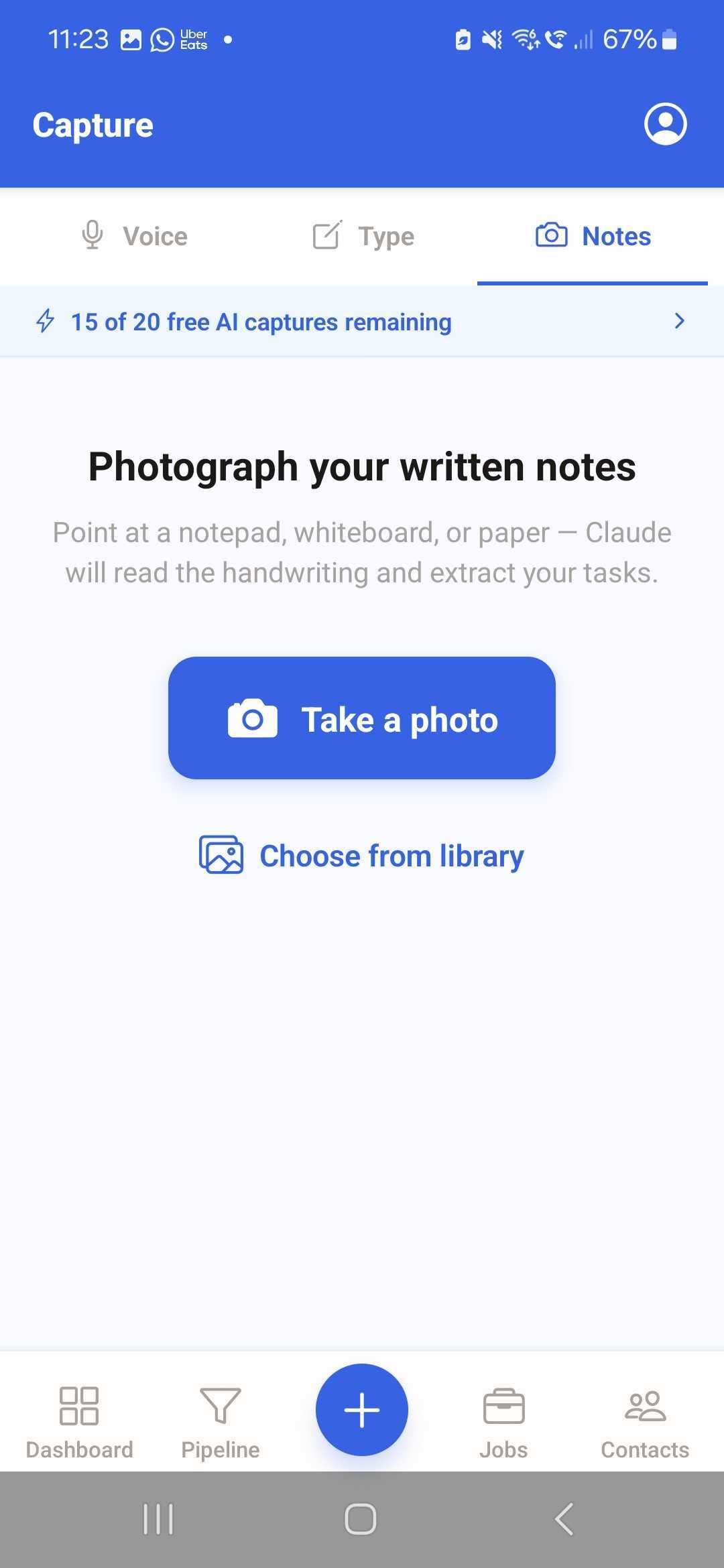 Nabbly Photo Notes screen